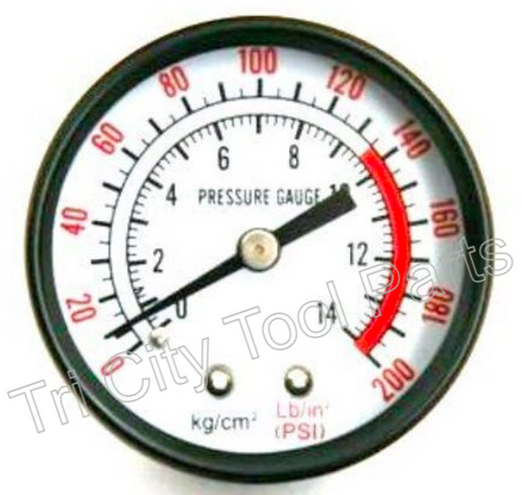 GA0250200BM2GC Rolair  Air Compressor Gauge  2" 200psi  1/4" NPT  Back Mount