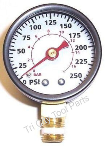 GA016300AV Campbell Hausfeld  Air Compressor Gauge 1.5"  250psi  1/8" NPT