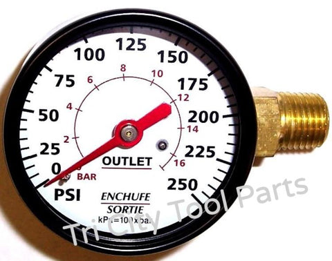 GA016705AV Campbell Hausfeld Air Compressor Gauge 2" 250psi 1/4" NPT