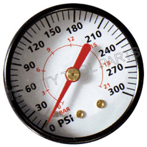 GA031901AV Campbell Hausfeld Air Compressor Gauge 2" 300 psi 1/4" NPT Back Mount